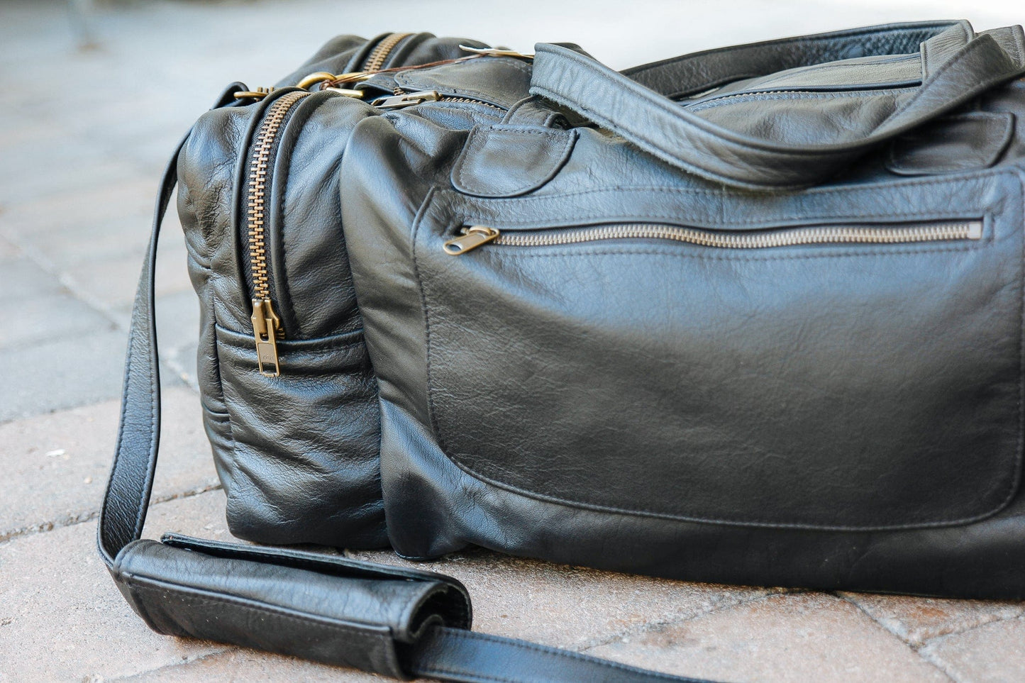 The Real McCaul Travel Bag Square Overnight Traveller Bag - Cowhide Australian Made Australian Owned Leather Overnight Travel Bag Duffle Made In Australia Handcrafted