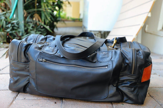 The Real McCaul Travel Bag Square Overnight Traveller Bag - Kangaroo Australian Made Australian Owned Leather Overnight Travel Bag Duffle Made In Australia Handcrafted