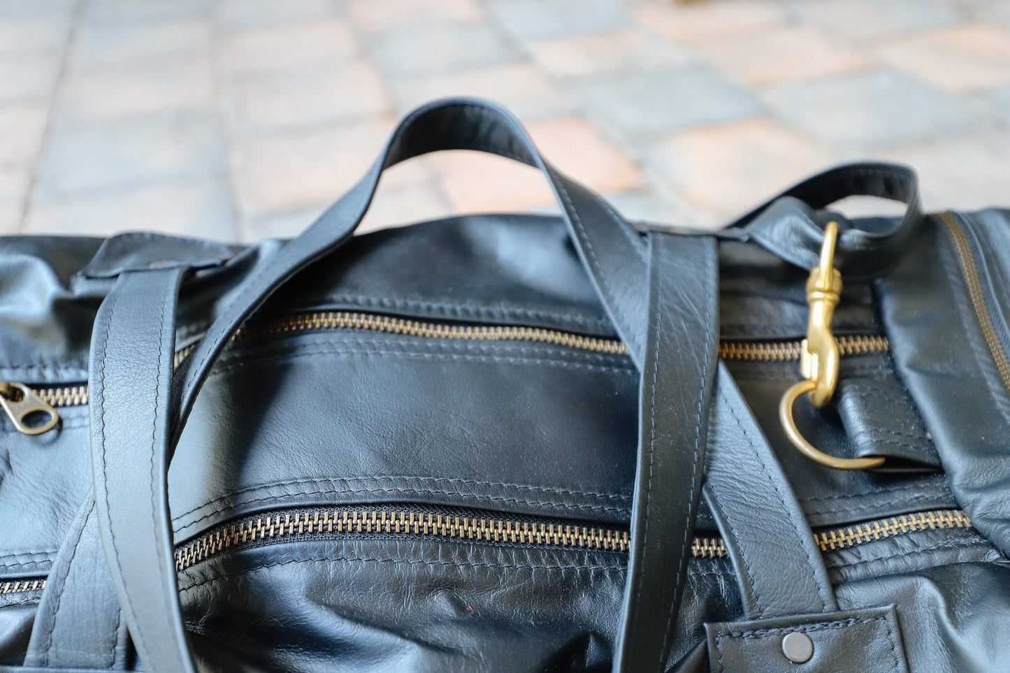 The Real McCaul Travel Bag Square Overnight Traveller Bag - Kangaroo Australian Made Australian Owned Leather Overnight Travel Bag Duffle Made In Australia Handcrafted
