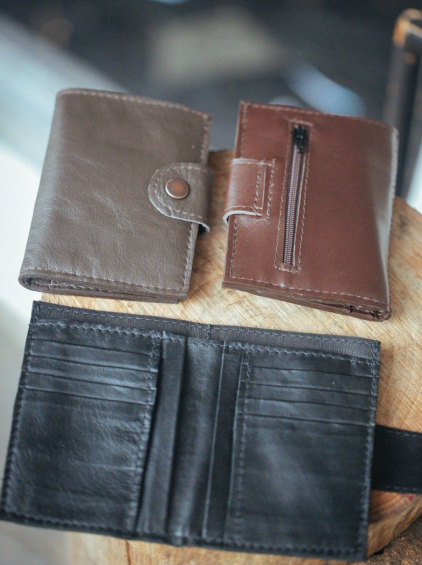 The Real McCaul Wallets Black / Kangaroo The Andri Wallet - Kangaroo Australian Made Australian Owned Genuine Leather Ladies Small Wallet- Made In Australia with Kangaroo and Cowhide