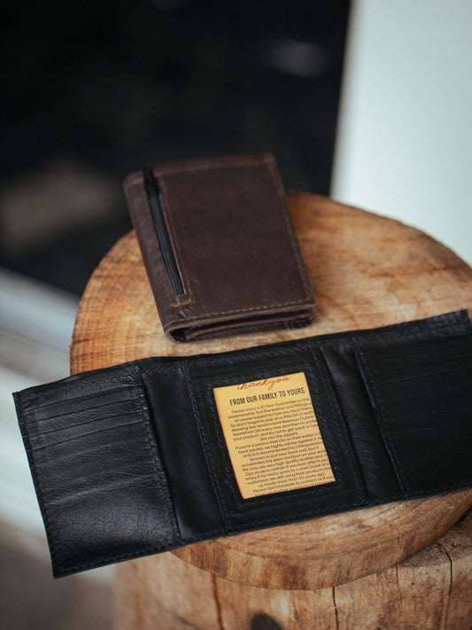 The Real McCaul Wallets Deluxe Trifold Wallet - Kangaroo Australian Made Australian Owned Tri-Fold Men's Wallet - MADE IN AUSTRALIA - Kangaroo & Cowhide Nappa