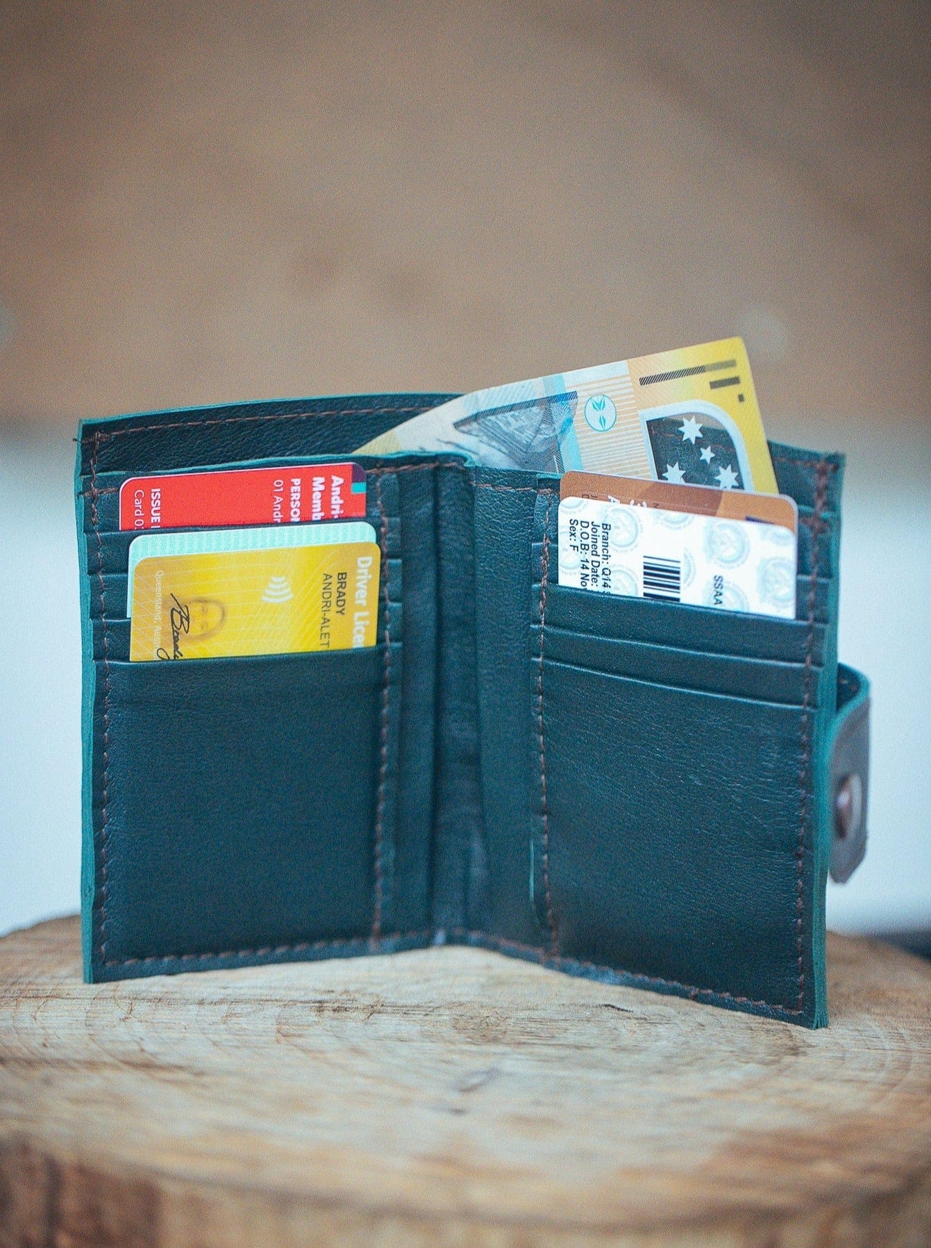 The Real McCaul Wallets The Andri Wallet - Kangaroo Australian Made Australian Owned Genuine Leather Ladies Small Wallet- Made In Australia with Kangaroo and Cowhide